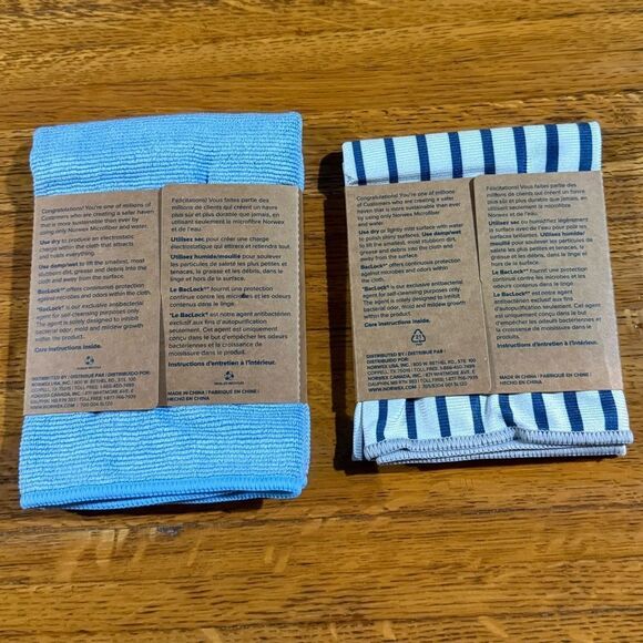 Norwex Enviro Cloth and Window Cloth Basic Package Blue and Blue Stripe NWT - Picture 2 of 11